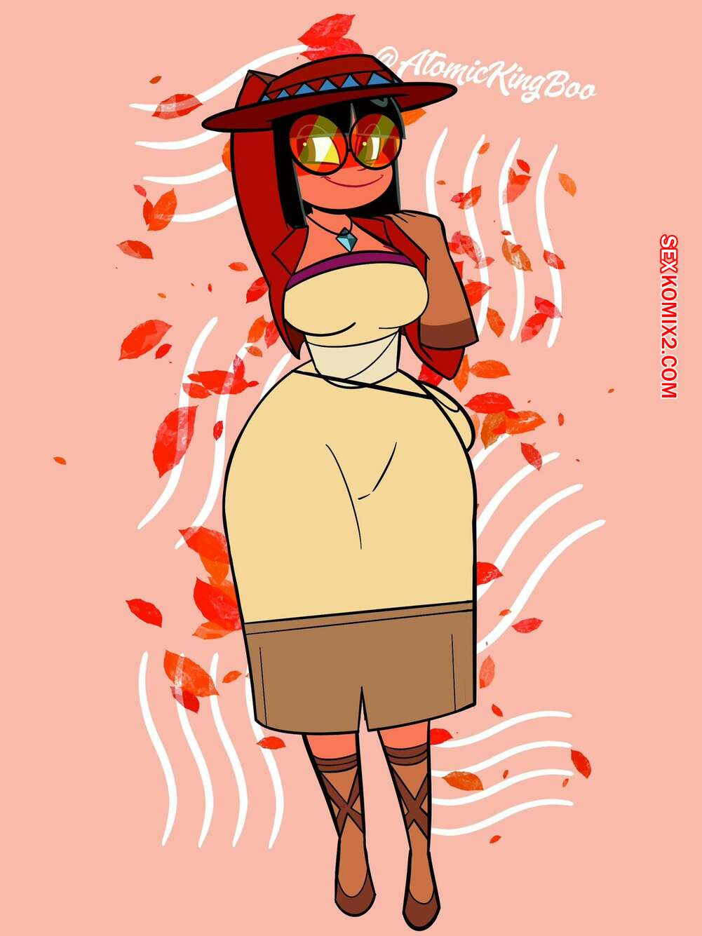 A faint blush across her cheeks